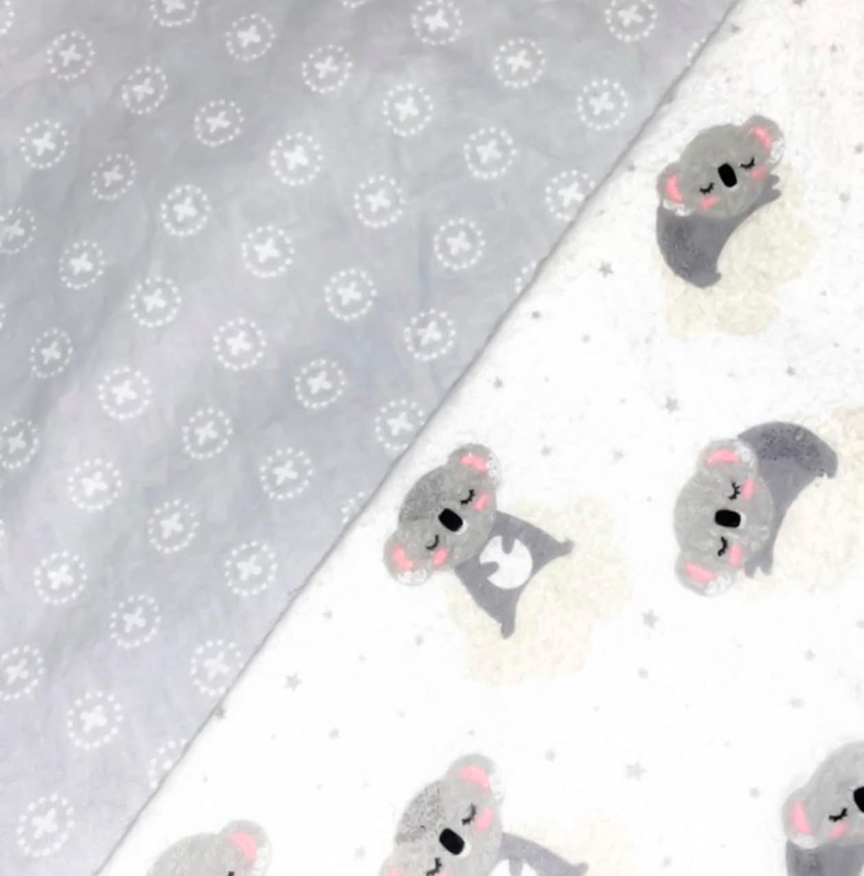 Gray Print/ Koala Flannel - American Girl 18 inch Doll Sleeping Bag with Pillow and Pillow Case