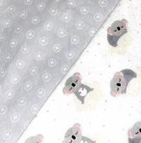 Gray Print/ Koala Flannel - American Girl 18 inch Doll Sleeping Bag with Pillow and Pillow Case