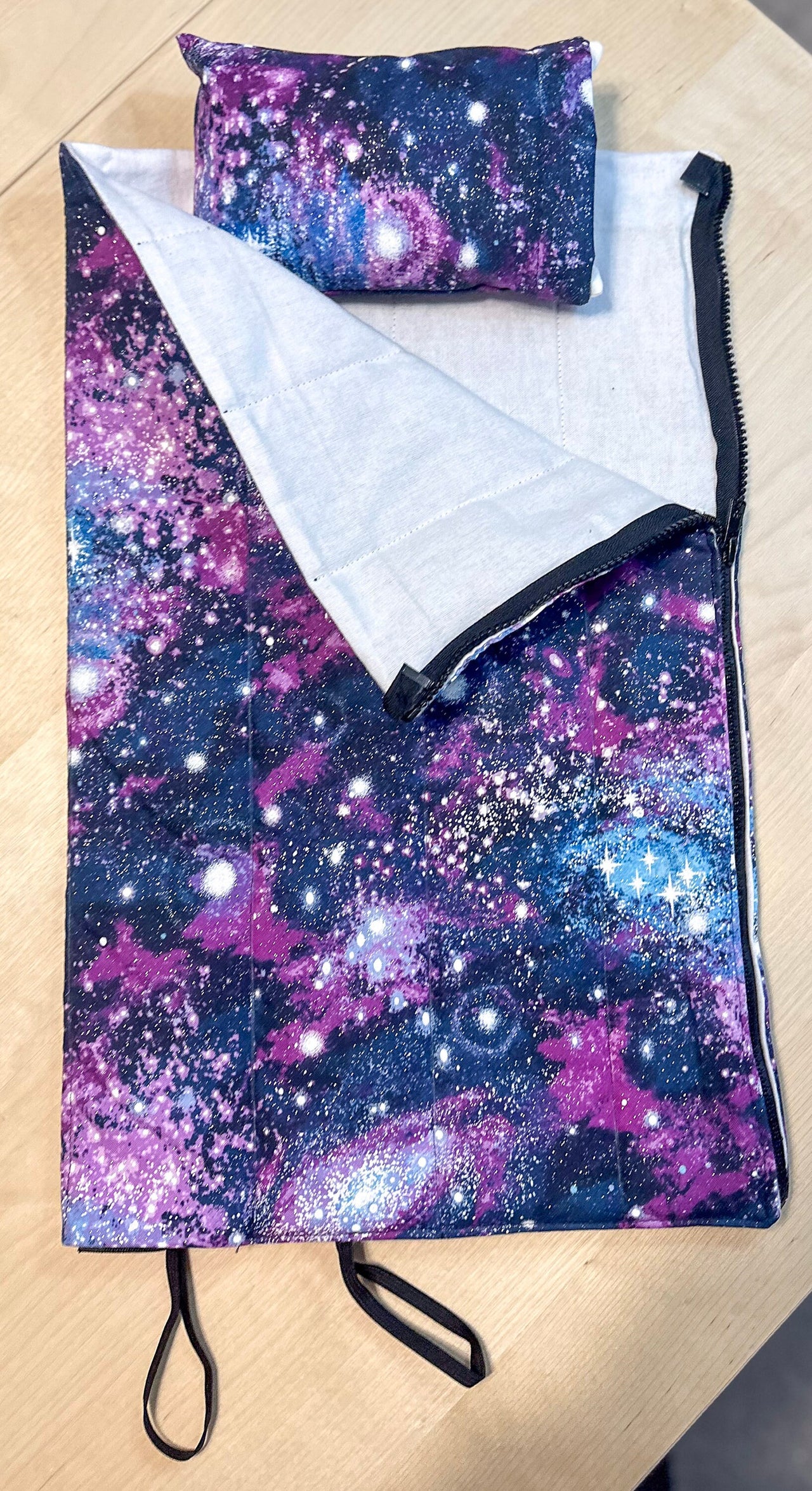 Galaxy/White - 18 inch Doll Sleeping Bag with Pillow and Pillow Case