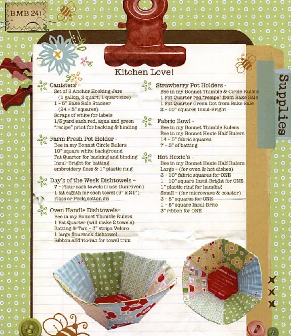 Kitchen Love Pattern by Bee in My Bonnet, Lori Holt