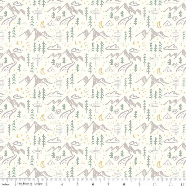 Clearance - 1/2 Yard - Albion Mountains Cream Designer Quilting Cotton from Riley Blake Designs