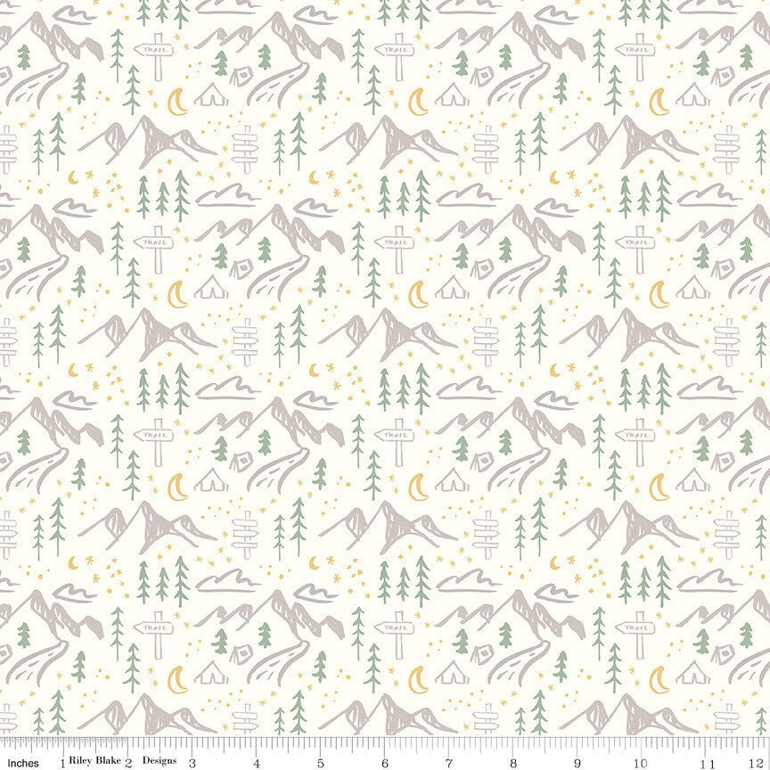 Clearance - 1/2 Yard - Albion Mountains Cream Designer Quilting Cotton from Riley Blake Designs
