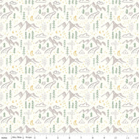 Clearance - 1/2 Yard - Albion Mountains Cream Designer Quilting Cotton from Riley Blake Designs