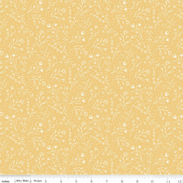 1/2 Yard Albion Wildflowers Yellow Quilting Cotton from Riley Blake Designs