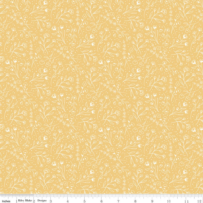 1/2 Yard Albion Wildflowers Yellow Quilting Cotton from Riley Blake Designs