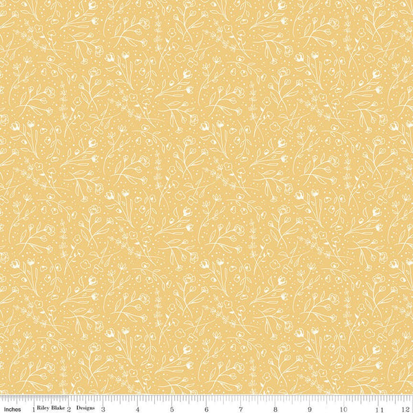 1/2 Yard Albion Wildflowers Yellow Quilting Cotton from Riley Blake Designs