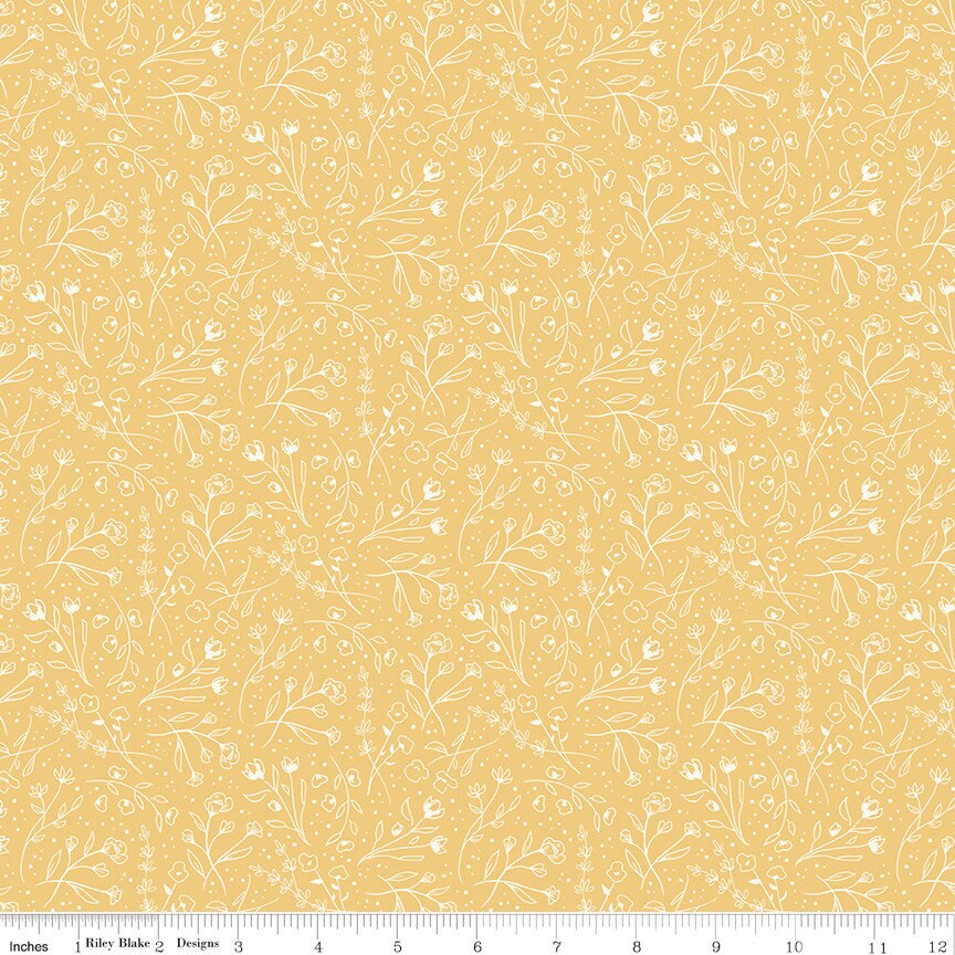 1/2 Yard Albion Wildflowers Yellow Quilting Cotton from Riley Blake Designs