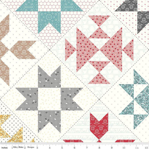 1/2 Yard Stitch Cheater Print Multi Colored Designer Quilting Cotton for Riley Blake Designs