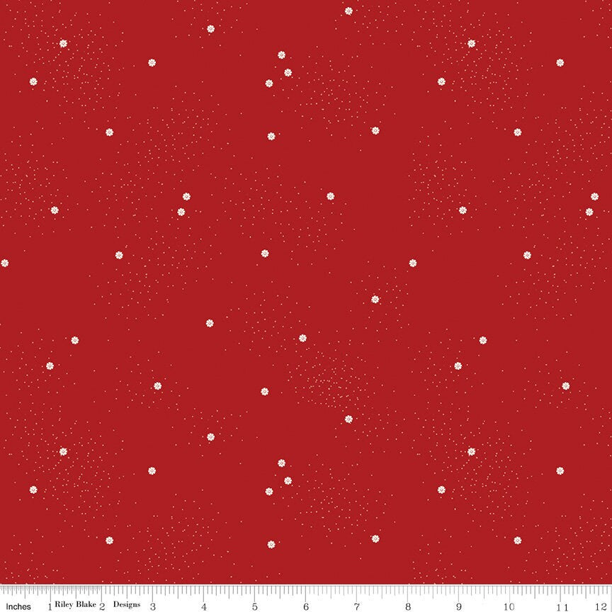 1/2 Yard Dainty Daisy Barn Red Basics Quilting Cotton for Riley Blake Designs