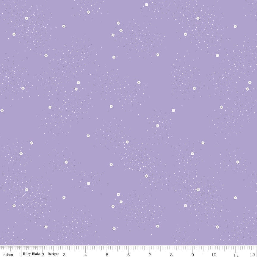 1/2 Yard Dainty Daisy Lilac Basics Quilting Cotton for Riley Blake Designs