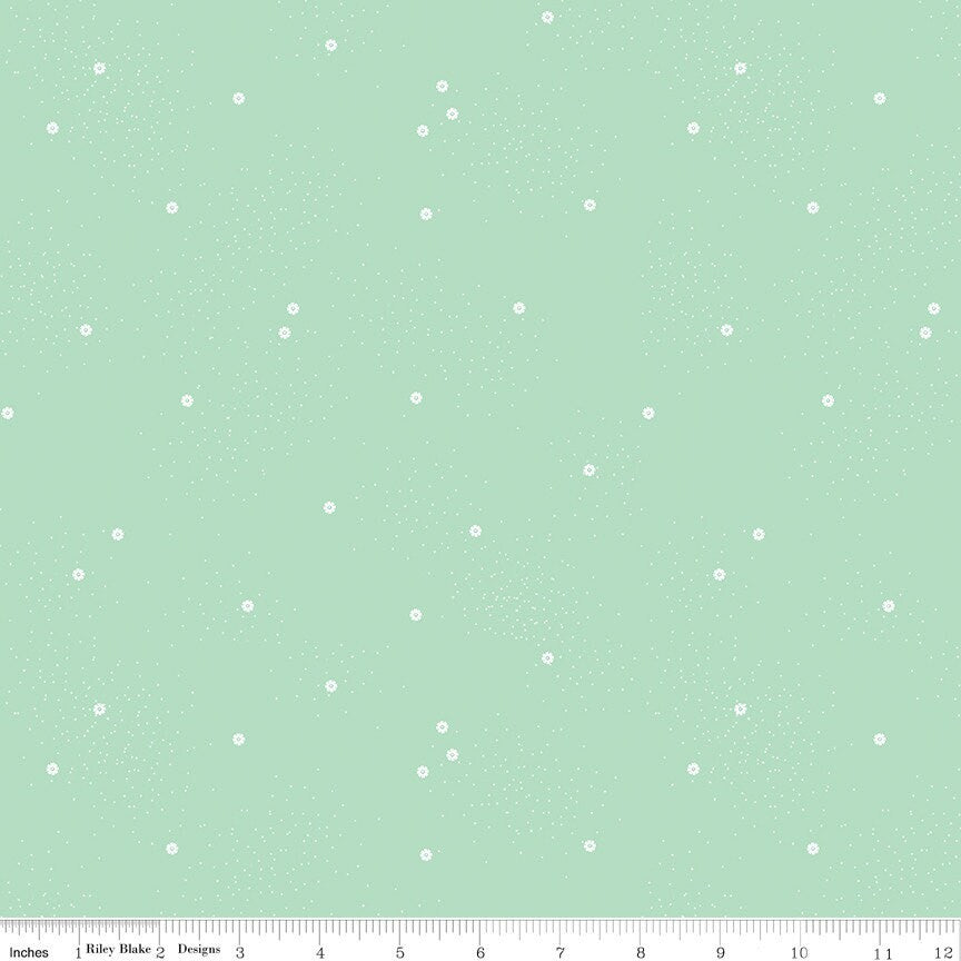 1/2 Yard Dainty Daisy Mint Basics Quilting Cotton for Riley Blake Designs