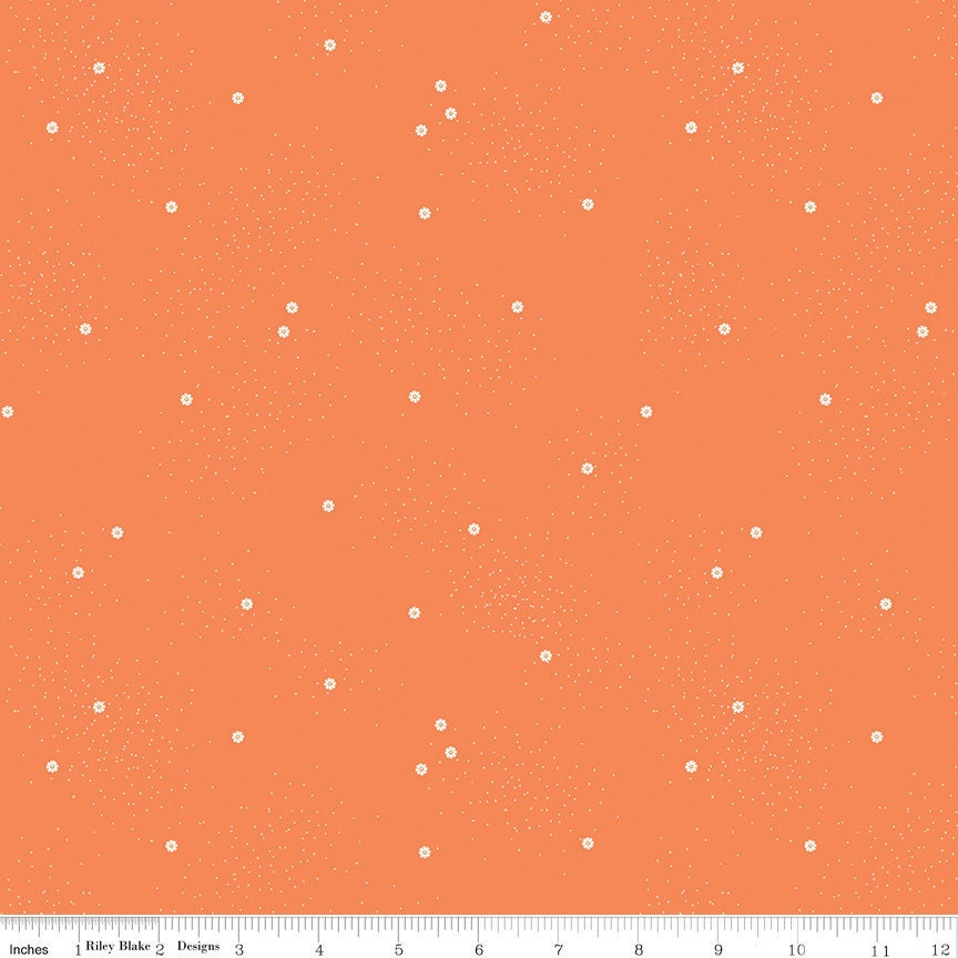 1/2 Yard Dainty Daisy Pumpkin Basics Quilting Cotton for Riley Blake Designs