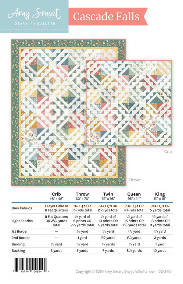 Cascade Falls Quilt Pattern, Fat Quarter Friendly