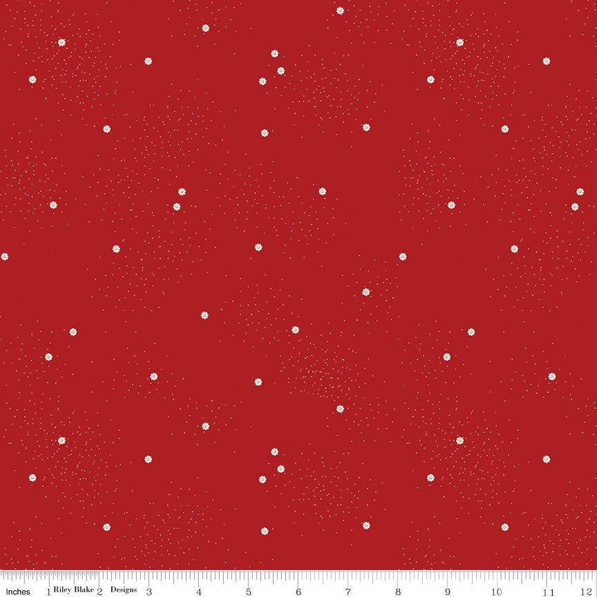 1/2 Yard Dainty Daisy Barn Red Basics Quilting Cotton for Riley Blake Designs