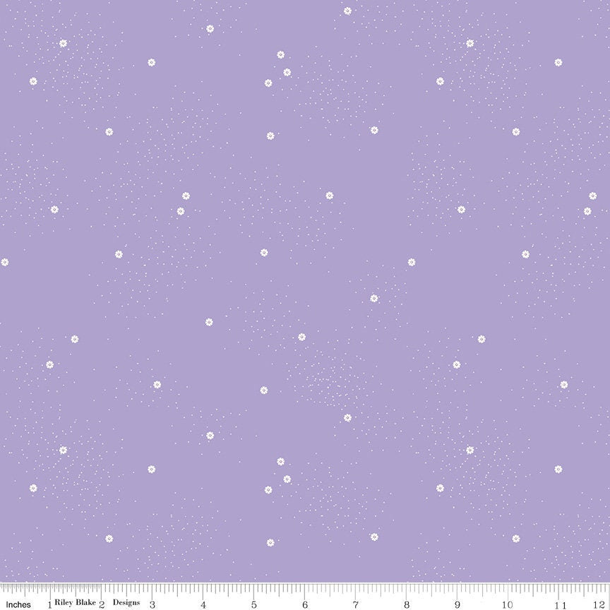 1/2 Yard Dainty Daisy Lilac Basics Quilting Cotton for Riley Blake Designs