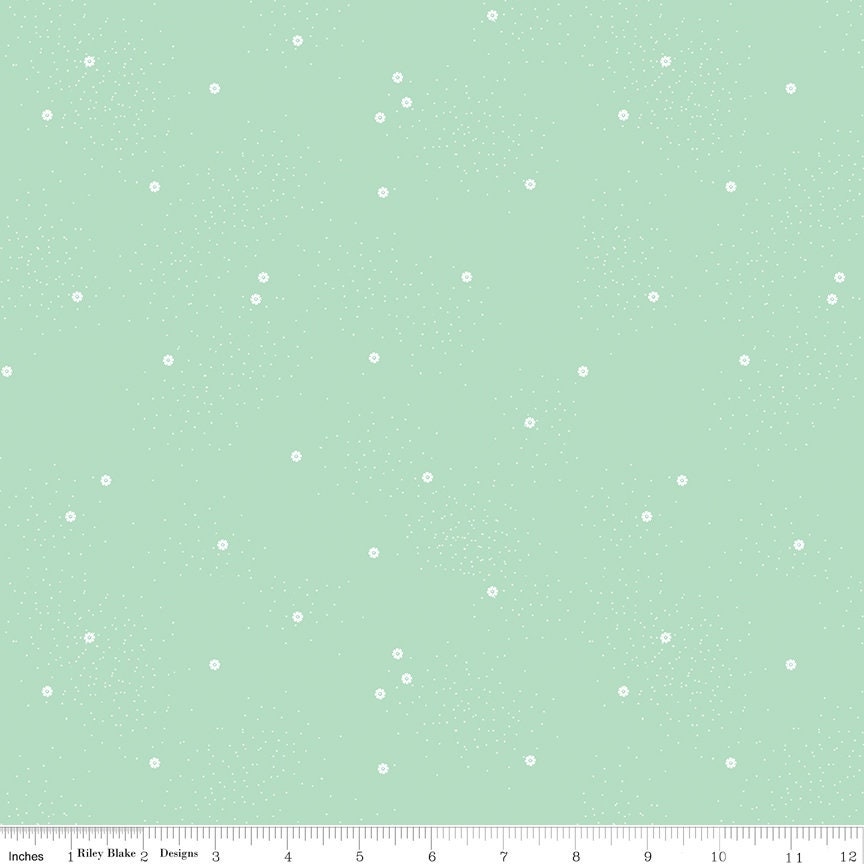 1/2 Yard Dainty Daisy Mint Basics Quilting Cotton for Riley Blake Designs