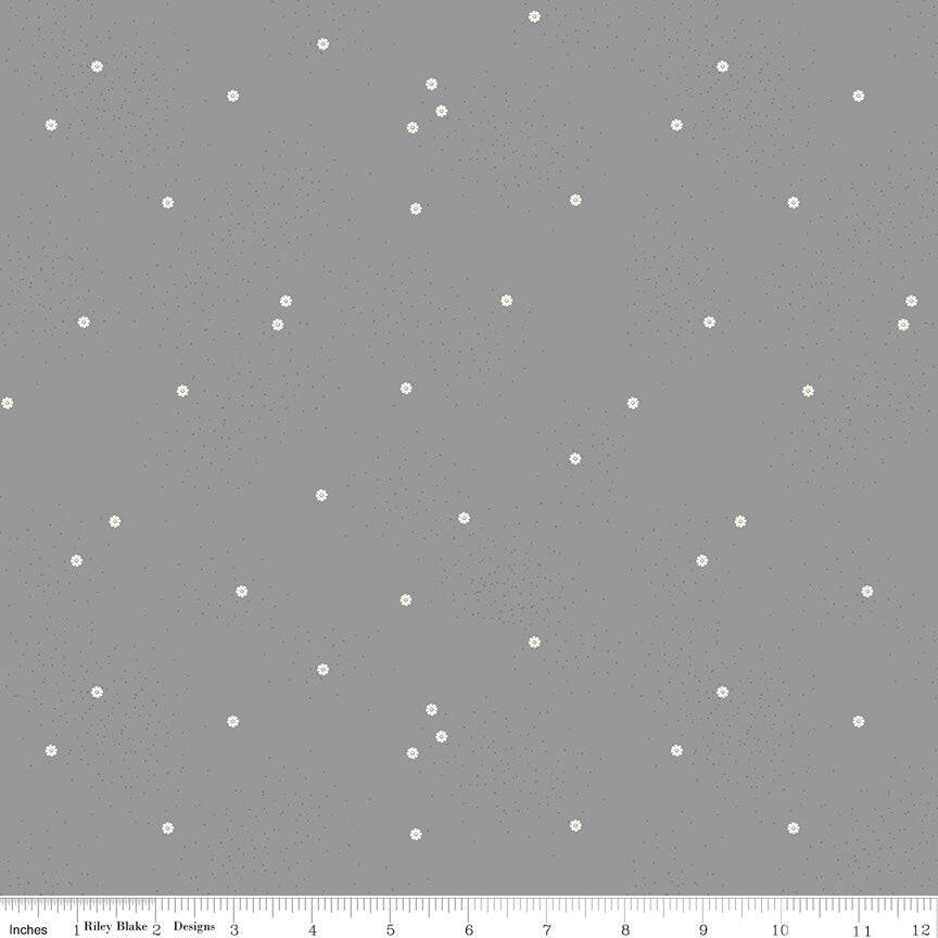 1/2 Yard Dainty Daisy Gray Basics Quilting Cotton for Riley Blake Designs