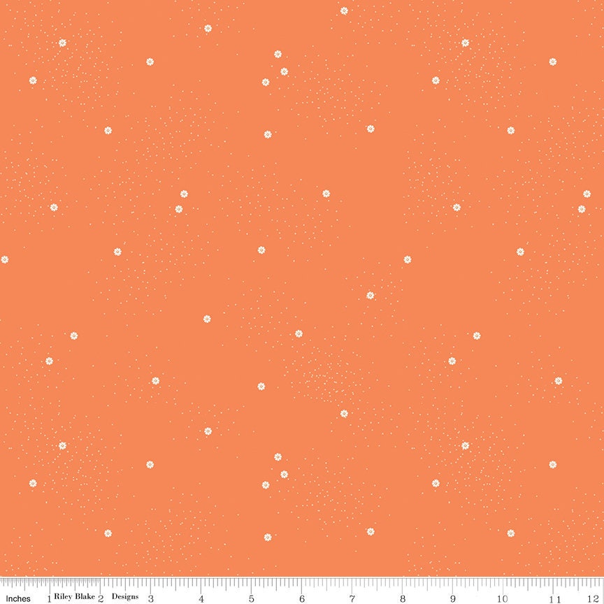1/2 Yard Dainty Daisy Pumpkin Basics Quilting Cotton for Riley Blake Designs