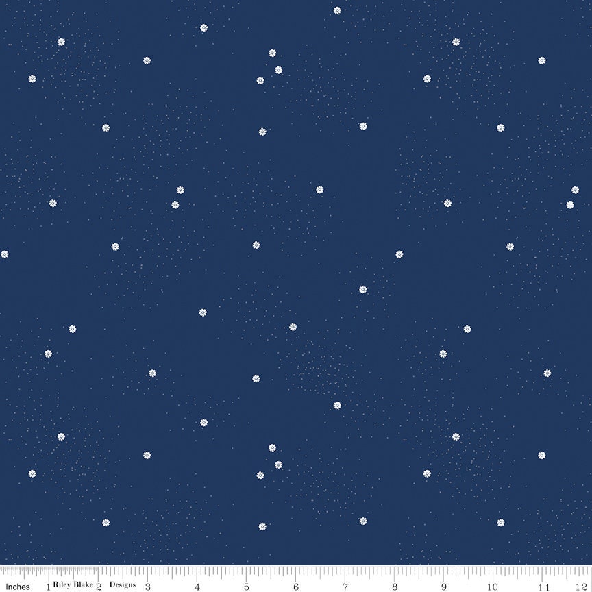 1/2 Yard Dainty Daisy Navy Basics Quilting Cotton for Riley Blake Designs