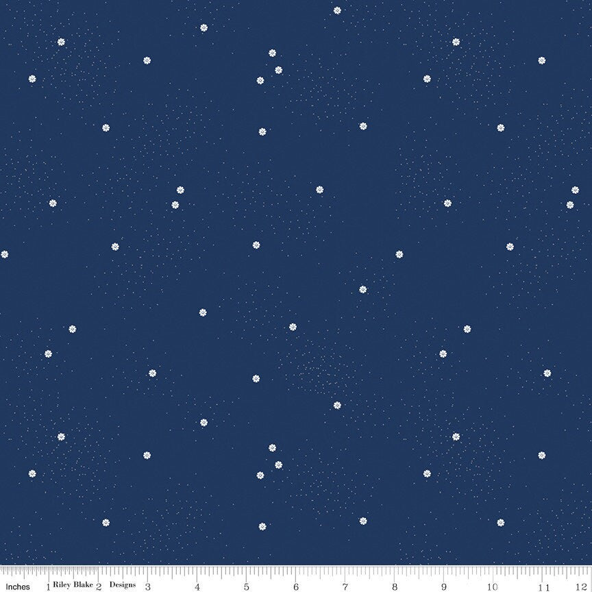 1/2 Yard Dainty Daisy Navy Basics Quilting Cotton for Riley Blake Designs