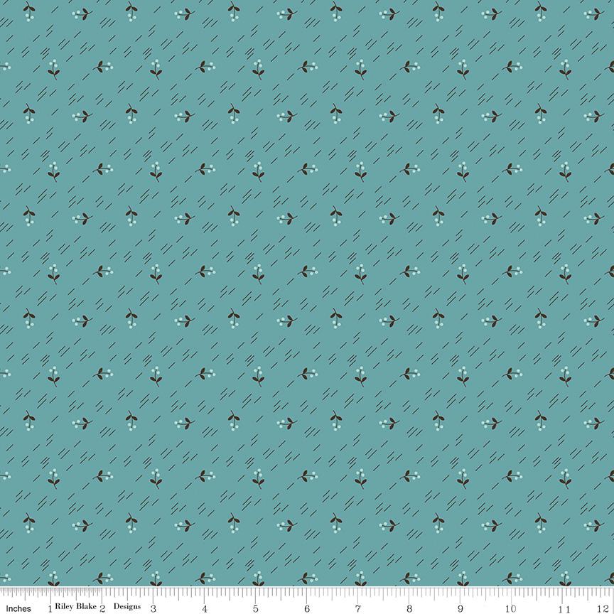 1/2 Yard or Fat Quarter Raindrop Blue Berries Designer Quilting Cotton. Autumn Collection by Lori Holt for Riley Blake Designs
