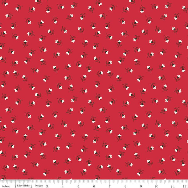 1/2 Yard Riley Red Blossom Designer Quilting Cotton, Autumn Collection by Lori Holt for Riley Blake Designs