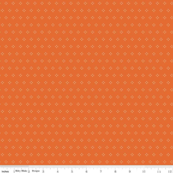 Fat Quarter, Autumn Orange Stitch Designer Quilting Cotton, Autumn Collection by Lori Holt for Riley Blake Designs