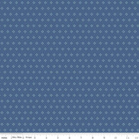 1/2 Yard or Fat Quarter Denim Blue Stitch Designer Quilting Cotton, Autumn Collection by Lori Holt for Riley Blake Designs