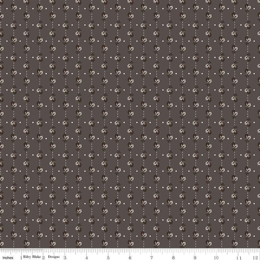 Fat Quarter Brown Milk Can Leaves Designer Quilting Cotton, Autumn Collection by Lori Holt for Riley Blake Designs
