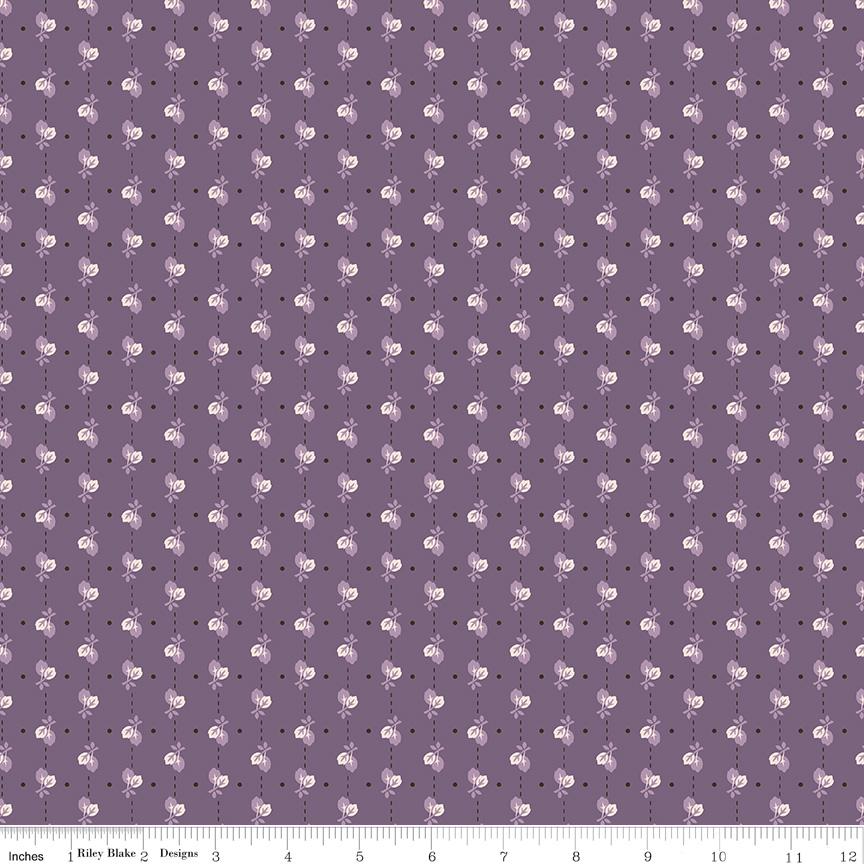 1/2 Yard, Purple Plum Leaves, Designer Quilting Cotton, Autumn Collection by Lori Holt for Riley Blake Designs