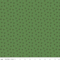 1/2 Yard Green Clover Sprig Designer Quilting Cotton, Autumn Collection by Lori Holt for Riley Blake Designs