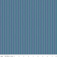 1/2 Yard or Fat Quarter Denim Blue Stripe Designer Quilting Cotton, Autumn Collection by Lori Holt for Riley Blake Designs