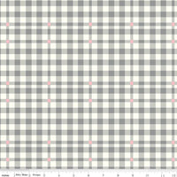 1/2 Yard Bloomberry Plaid, Gray, Designer Quilting Cotton by Minki Kim