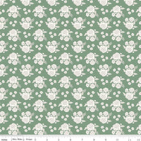 1/2 Yard Bloomberry, Green, Petite Flowers Designer Quilting Cotton by Minki Kim
