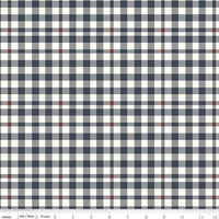 1/2 Yard Bloomberry Plaid, Midnight Blue, Designer Quilting Cotton by Minki Kim