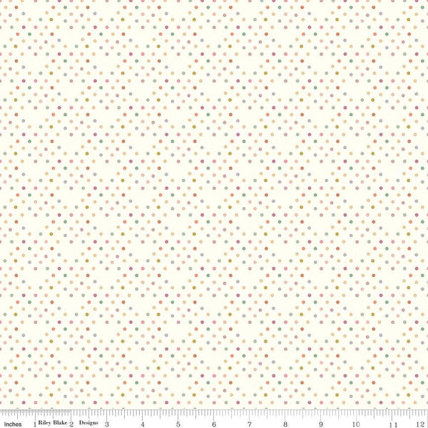 1/2 Yard Bloomberry, Cream Dots, Designer Quilting Cotton by Minki Kim
