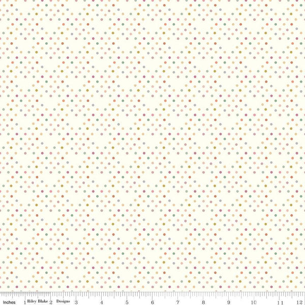1/2 Yard Bloomberry, Cream Dots, Designer Quilting Cotton by Minki Kim