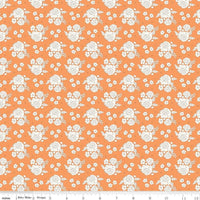 1/2 Yard Bloomberry Petite Flowers, Tangerine Orange, Designer Quilting Cotton by Minki Kim