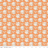 1/2 Yard Bloomberry Petite Flowers, Tangerine Orange, Designer Quilting Cotton by Minki Kim