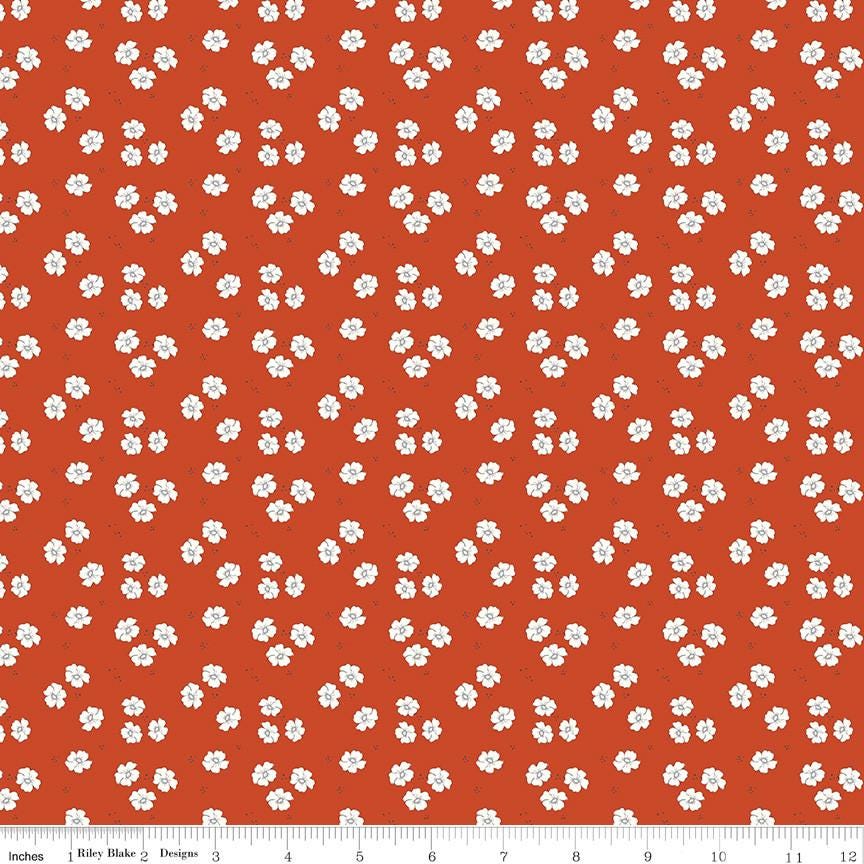1/2 Yard Bloomberry, Autumn Red, Flower Bed Designer Quilting Cotton by Minki Kim