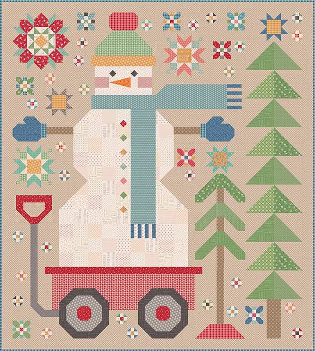 The Quilted Snowman Quilt Kit 87 1/2" - 97 1/2", Lori Holt of Bee in My Bonnet