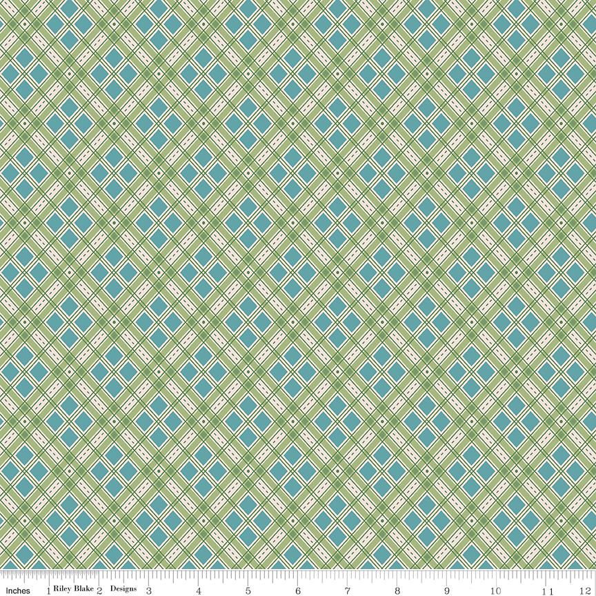 Fat Quarter Lettuce Green Plaid Designer Quilting Cotton, Autumn Collection by Lori Holt for Riley Blake Designs