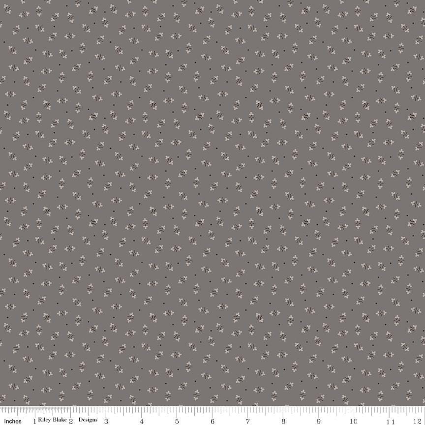 1/2 Yard Brown Milk Can Posy Designer Quilting Cotton, Autumn Collection by Lori Holt for Riley Blake Designs