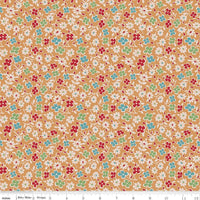 1/2 Yard or Fat Quarter - Brown Cider Cosmos Designer Quilting Cotton, Autumn Collection by Lori Holt for Riley Blake Designs