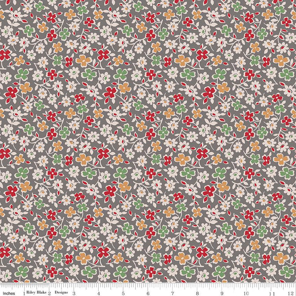 Fat Quarter, Brown Milk Can Cosmos, Designer Quilting Cotton, Autumn Collection by Lori Holt for Riley Blake Designs