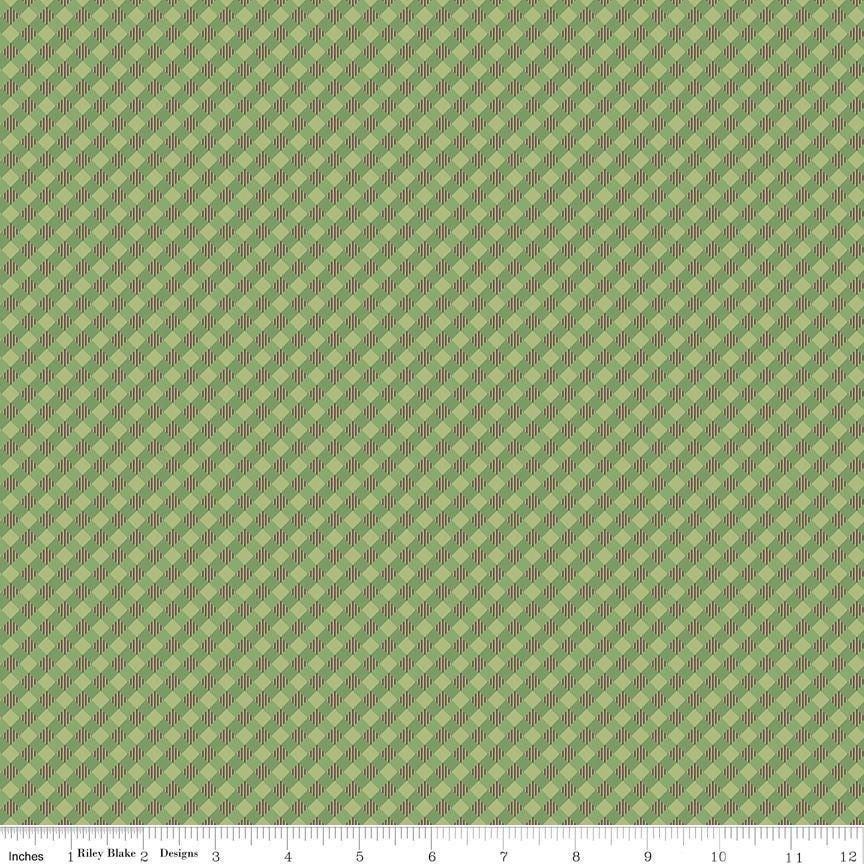 1/2 Yard or Fat Quarter, Green Basil Gingham, Designer Quilting Cotton, Autumn Collection by Lori Holt for Riley Blake Designs