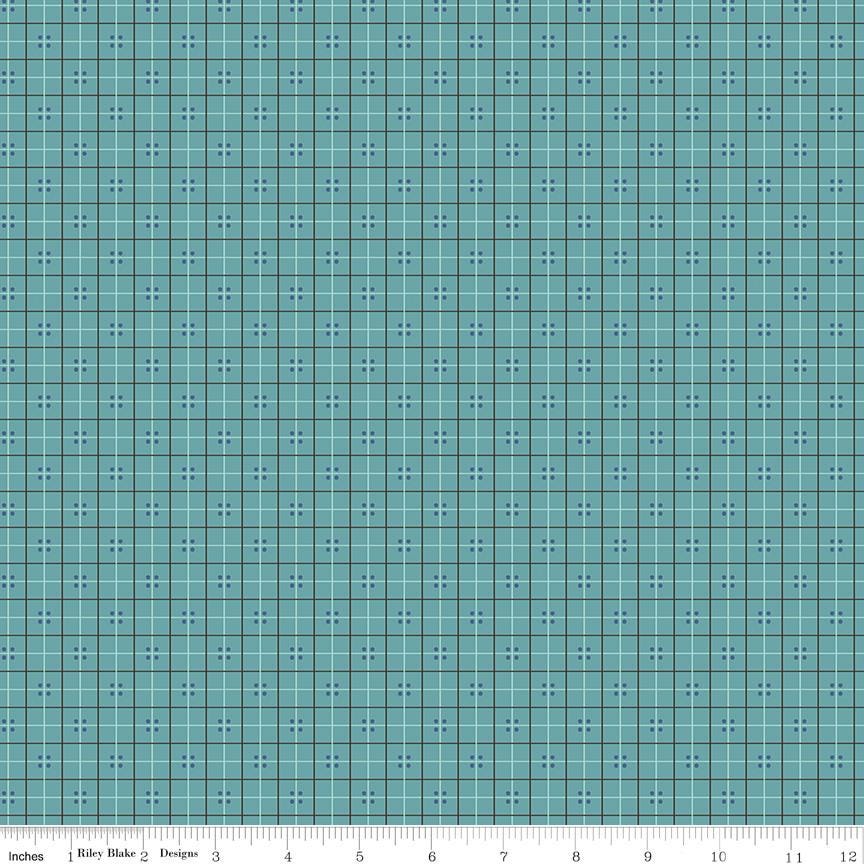 1/2 Yard Raindrop Blue Homespun Designer Quilting Cotton, Autumn Collection by Lori Holt for Riley Blake Designs