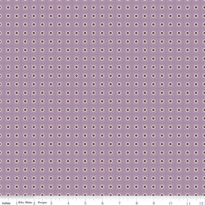 Fat Quarter Purple Taffy Sunflowers Designer Quilting Cotton, Autumn Collection by Lori Holt for Riley Blake Designs