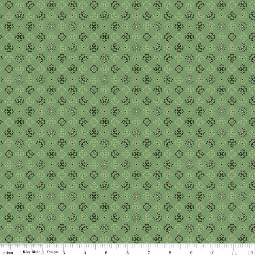 1/2 Yard or Fat Quarter Basil Green Kerchief Designer Quilting Cotton, Autumn Collection by Lori Holt for Riley Blake designs