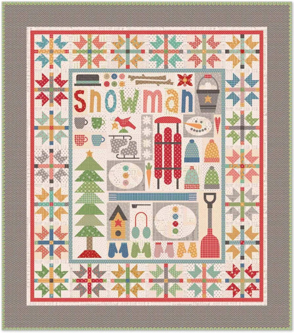 Let's Make A Snowman, Shapes, Fabric, or Quilt Kit by Lori Holt featuring Hometown Holiday